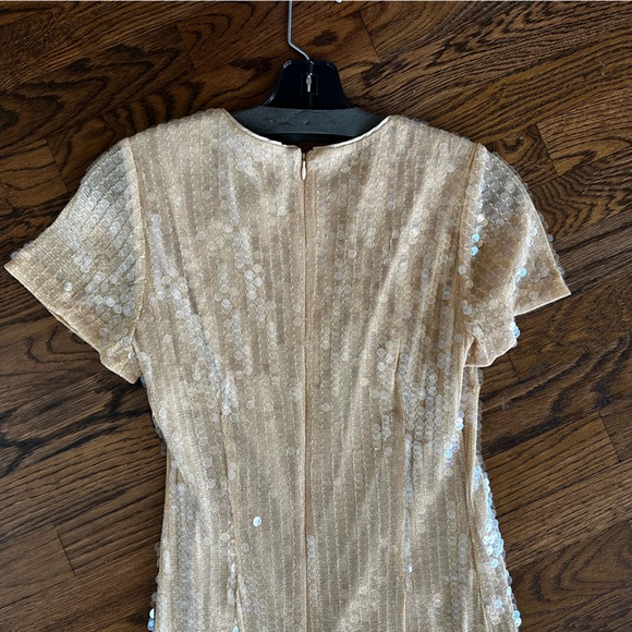 J. Crew Collection Sequin short-sleeve slip dress in Gold Cream size 4 - Picture 11 of 16
